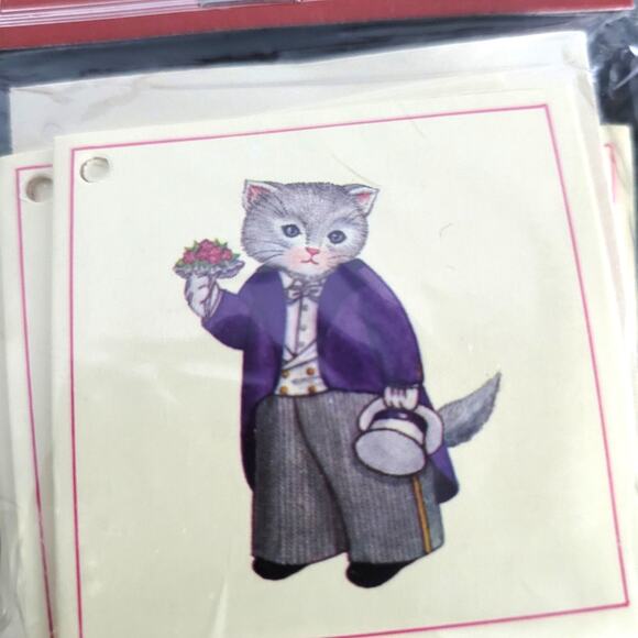 1980s Kitty Cucumber Friends Gift Note Cards Lot 36 w/ Envelopes 6 Designs Cats - Picture 8 of 11